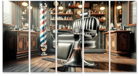 islandburner Prime Bild auf Leinwand Vintage-Barbershop antiker Friseurstuhl Friseur Bilder Wandbilder Poster