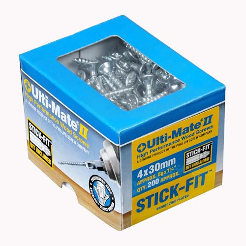 Ulti-Mate Boîte de 200 vis à bois BZP 4 x 30 mm