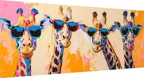 Qiaoqoo Giraffe Diamond Painting xxl 250x100cm, 5D DIY Diamant Painting Bilder Tier Diamand Painting Kinder mit Diamond-Painting Zubehör, Groß Diamant kunst Basteln Erwachsene, Home Décor Malerei