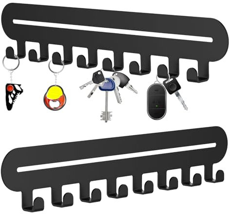 Diompirux Schlüsselbrett Metall mit 8 Haken, Hakenleiste Selbstklebend, Multifunktionales Schlüsselhalt, Wandmontierter Schlüsselhalter für den Flur, für Schlafzimmer Bad Küche Wohnzimmer