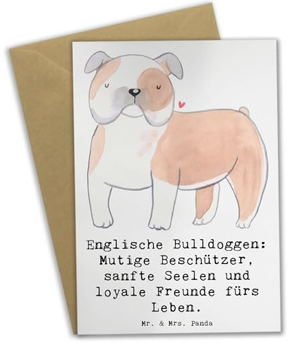 Mr. & Mrs. Panda Grußkarte Englische Bulldogge - Geschenk, weihnachtskarten, optimale Erziehung, vatertagskarte, Beileidskarte, idealer Freund, Hunderassen Charakter, Hunde, sanfte Seelen, Hunderasse