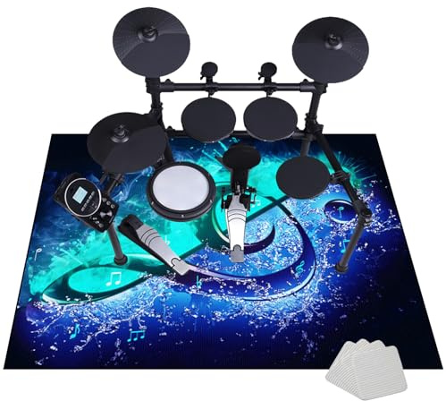 Tappetino per Batteria e Percussioni - Tappeto a Tamburo Insonorizzato - Tappeto per Batteria - Tappeti Rettangolari Antiscivolo per Batteria Elettroniche Rullante Acustica Grancassa 120 x 100 cm