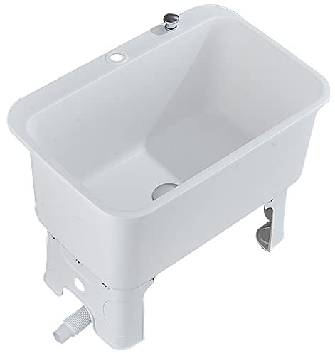 Slop Sinks,Floor Mop Sink with Drain Button, Free Standing Wash Station Commercial Mop Service Basin for Kitchen/Restaurant/Business