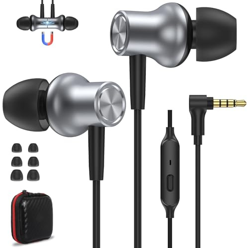 Auricolari In-Ear Cuffie per Laptop PC Chromebook 90 Gradi Cuffiette con Filo e Microfono Hi-Fi Stereo Magnetico Cuffie Isolamento Acustico Jack 3,5mm per iPhone iPad Galaxy Honor Redmi per Steam Deck