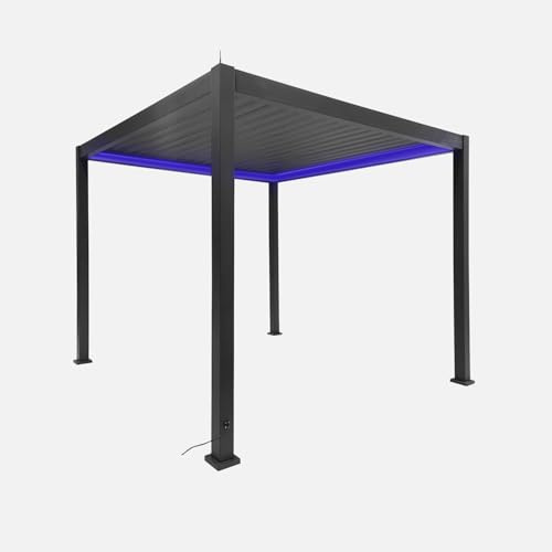 sweeek Pérgola bioclimática 3 x 3 m eléctrica de aluminio con iluminación LED, triunfo 3 x 3 m, antracita, 291 x 301 x 250 cm
