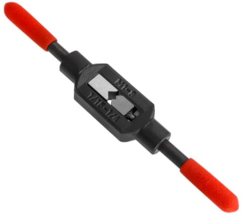 Mesee Adjustable Tap Wrench Plastic Dipped Handle Thread Tap Holder Reamer Hand Tapping Tool M1-M8(1/16-1/4) Machine Taps Handle Reamer Wrench Spanner for Machinist Repairs