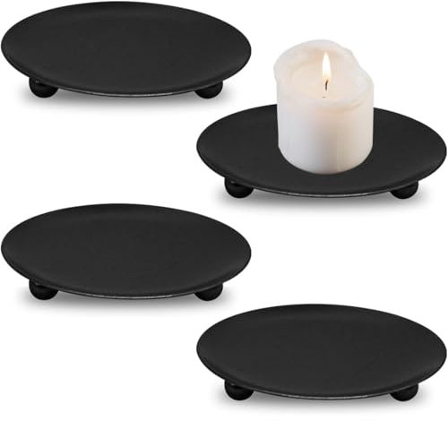 COYUN 4 Pezzi Piattino Porta Candele 6.8 Cm, Piatto Per Candele In Metallo, Sotto Candela Per Tealight, Decorazione Da Tavolo, Centrotavola, Soggiorno, Decorazione Per La Casa