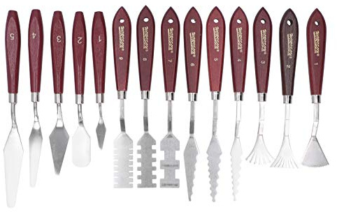 14 pezzi set da coltello da tavolozza, set di coltelli per pittura spatola in acciaio inossidabile set di coltelli per miscelazione di pattini per olio per olio