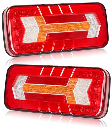 Qiping LED Rückleuchten Anhänger, 12V/24V DC Universal Rückleuchten mit 6 Funktionen, E-Geprüfte, Rückleuchte für Anhänger RV LKW