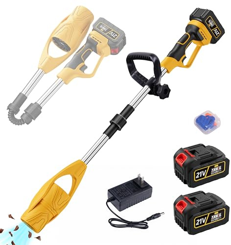 Anbull Soplador de Hojas Inalámbrico 180MPH 600CFM, Soplador Portátil Plegable 21V con 2 Baterías de 4000mAh, Tiempo de Funcionamiento de 30 Minutos, Liviano 3.3lb para Césped/Jardín/Patio (Amarillo)