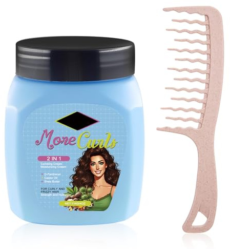 Creme Cheveux Bouclés, avec Une Brosse à Cheveux Bouclés | Hydrating Curl Cream, Volume Hydratant Longue Durée, Apres Shampoing cheveux bouclés, pour cheveux Secs et Abimes