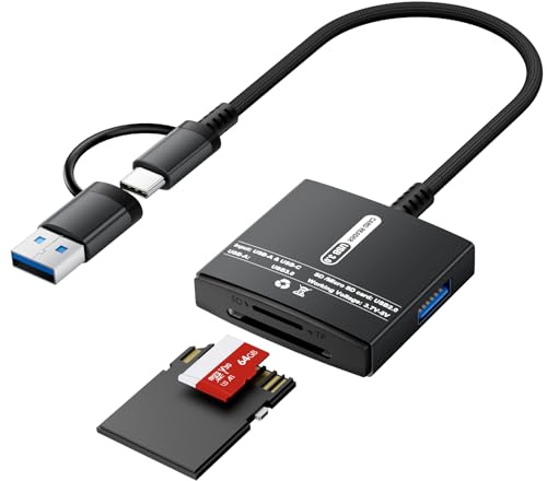 Loydia SD Card Reader USB C, 3 in 1 Adattatore da usb A/C a Scheda SD, MicroSD, USB3.0, Lettore di Schede sd adattatore per usbc scheda sd, compatibile con iPhone 15, Laptop, Tablet, Plug & Play