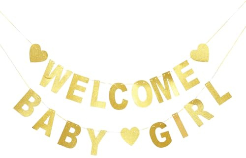 BESPORTBLE Welcome Banner Glitter Letras Brillantes Decoración Reutilizable para Fiesta Infantil y Shower Fácil de Colgar para Celebraciones de Bebés Niña Interior y Exterior
