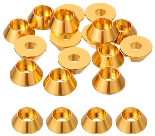 QUARKZMAN Arandelas Cónicas M6, Arandelas De Aluminio Anodizado Para Tornillos De Accesorios De Modelos RC/FPV/PC/Drones/Partes Mecánicas, Paquete De 30 (Color Dorado)