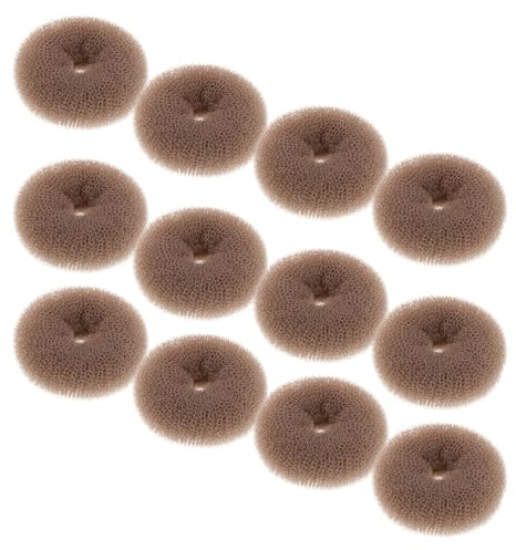 Chignon Donut 8cm en Plastique, Lot de 12 Pièces pour Cheveux Épais | Confortable, Maintien Sûr, Style sans Effort, pour École et Danse, Couleur Rose Poudré