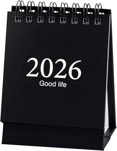 BAISEBAOFU Mini Desk Calendar 2026-2027 UK, Jan 2026 to Jun 2027-18 Month Pocket Flip Desktop Academic Calendar Planner, Portable Monthly Small Desk Calendar for Home Office School (Black)