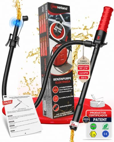 moveland Benzinpumpe Für Kanister 2.8 GPM, USB-C/Batterie 2D | Benzinpumpe Elektrisch mit Auto-Stop, effizient und sicher, Kraftstoffpumpe Dieselpumpe für Traktor und Rasenmäher