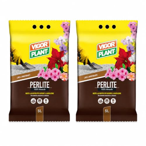 Perlite Espansa 10 L (2 Confezioni) | Minerale Inerte a pH Neutro, Granulometria 2-6 mm, per Aerazione e Drenaggio del Terriccio | Rinvaso e Radicazione