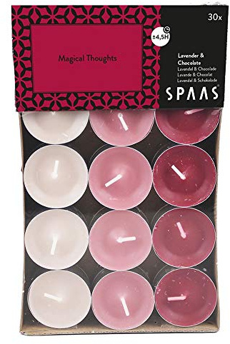 Spaas 30 Velas aromáticas de Colores Surtidos, ± 4,5 Horas, Pensamientos mágicos