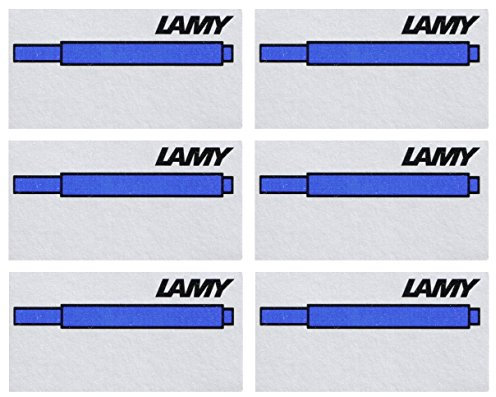 LAMY T10 6er Set löschbare Tintenpatronen mit großem Tintenvorrat - geeignet für alle Lamy Patronenfüllhaltermodelle - Inhalt 1,25ml je Patrone - 5 Stück pro Päckchen - Tintenfarbe blau