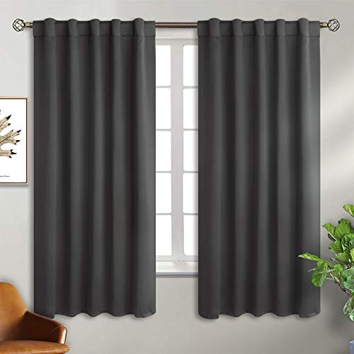 BGment Tende oscuranti con tasca per asta e linguetta posteriore per camera da letto, isolamento termico per soggiorno, 2 tende per finestre (106 x 160 cm, grigio scuro)