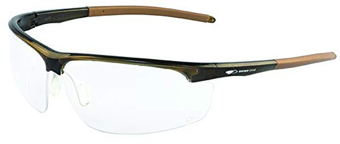 JSP LEONE Safety Spectacles Light Brown Frame Clear Lens | Stylish safety spectacles with clear lens for workplace impact protection and all-day comfort. EN 166 certified.