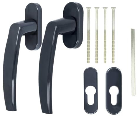 Alu Terrassentürgriff Paar mit Rosetten, Farbe:Grau RAL 7016