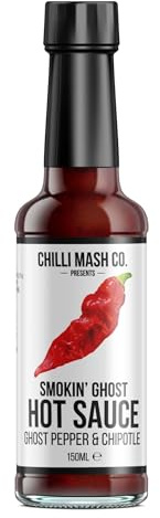 Smokey Ghost Chilli Hot Sauce 150ml - Chilli Mash Co - Vegan BBQ Hot Sauce Made with Tomatoes, Onions and Ghost Peppers