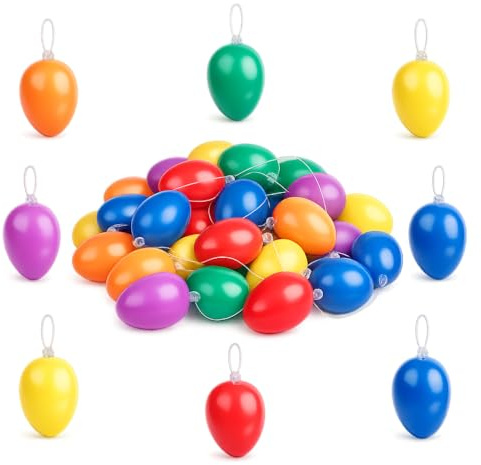 NaDeco Kunststoffeier bunt 24 Stück Länge ca. 60 mm Ostereier Plastik Eier Dekoeier Osterdeko Osterdekoration Dekoration für Ostern