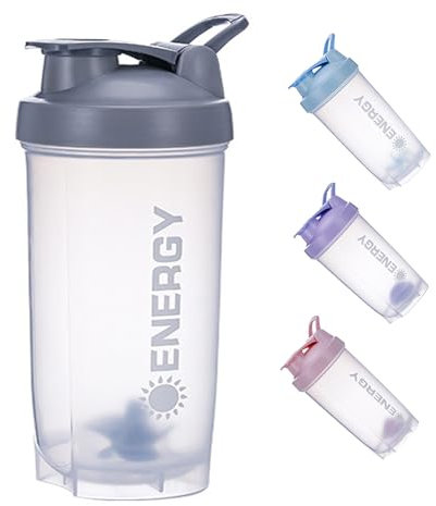 Protein Shaker Cup Sports Supplements Shakers with Mixer Ball Fitness Milkshake Portable Workout Water Cup 500 ml, Grey