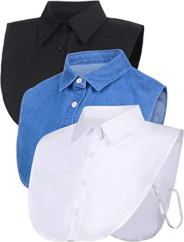 JFAN Chemise à Faux col Chemise à Faux col pour Femme Vêtements Accessoires Assortis Chemise Homme Femme