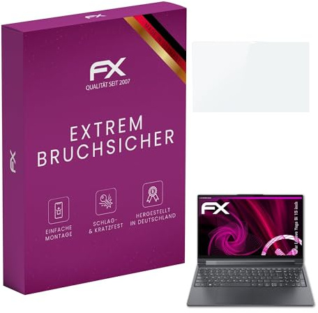 atFoliX Glasfolie kompatibel mit Lenovo Yoga 9i 15 inch Displayfolie, 9H Hybrid-Glass FX Schutzpanzer Folie