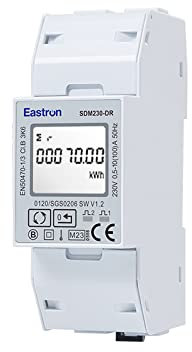 Modbus Single Phase Only, Electric Energy Meter - 100A Input, Fixed pulsed Output 1000imp/kWh - Requires Mains Voltage inputs (Live in and Out and Neutral in and Out) - SDM210-DR-MID