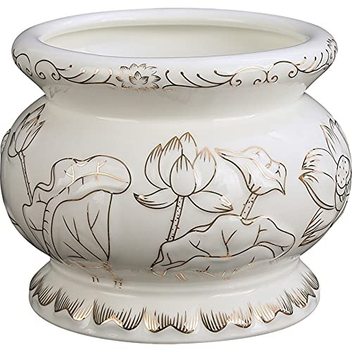 Houlu Small White Ceramic Incense Burner Pot for Praying Buddha, Tibetan Buddhist Altar Worhship Incense Censer - 4 Inches