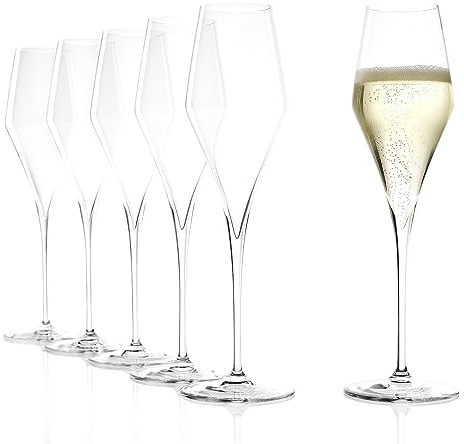 Stölzle Lausitz Champagnergläser Q1 6er-Set 300 ml – Handgefertigte Champagnerkelche für Sekt & Prosecco – Sektgläser aus bleifreiem Kristallglas – Spülmaschinengeeignet & stoßfest, Made in Germany