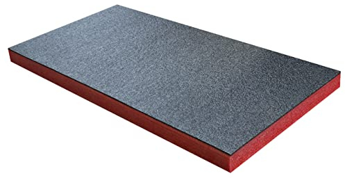 Skuggskum medium ark – skum för verktygslådans organisering – 1 000 mm x 500 mm – gör-det-själv Cut & Peel skumark för verktygslådor och verktygslagringssystem – lådorganiserare – röd (50 mm djup)