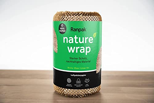 Ranpak NatureWrap Luftpolsterfolie Packpapier 40 m (Länge) x 35 cm (Breite) | Verpackungspapier mit 3D Wabenstruktur | nachhaltige Alternative zu Luftpolsterfolie | umweltfreundlich |100% FSC Papier