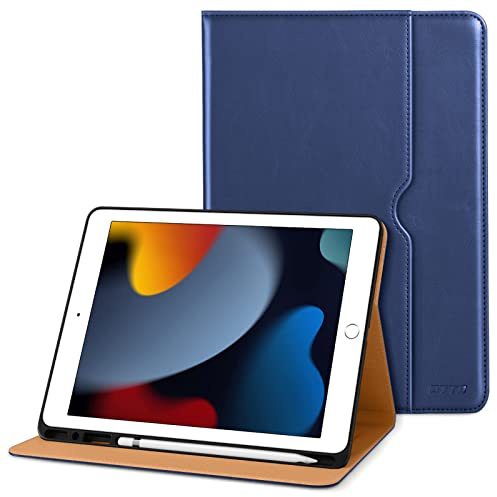 DTTO pour iPad 9ème/8ème/7ème Génération 10,2 Pouces 2021/2020/2019, Folio Couverture avec Support pour Apple Pencil- Veille/Réveil Automatique et Angles de Vue Multiples, Bleu Marine