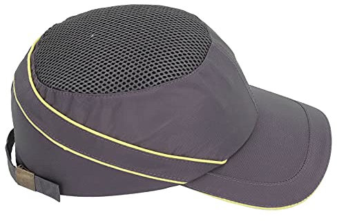 Bump Cap, Gray Portable Breathable Shock Absorption Hard Hat with Reflective Strip, Adjustable Size, Polyester Cotton Cellular Outer Layer, for Construction Sites