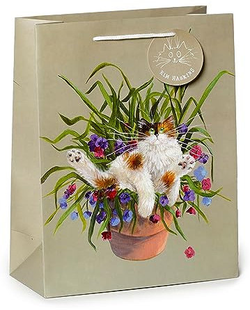 Puckator Kim Haskins - Vaso da fiori in sacchetto regalo verde, grande
