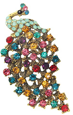 KristLand Pfau Brosche mit funkelnden Kristall Strass für Frauen Retro Art Deco Brosche Outfits Schal Anzug Pin für Männer Party Geschenk Vielfältig