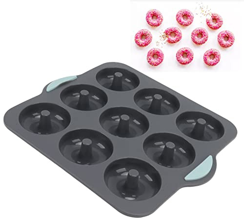 Molde de Silicona para Hornear Donas, sin BPA Calentado, Apto para Lavavajillas, Moldes de Silicona para Donas para Restaurantes, Tiendas de Postres (Gris oscuro)