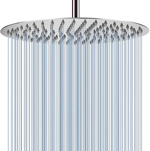 Cabezal de Ducha Lluvia Grande de 40.5cm, Voolan Cabezal de Ducha Circular de Alta Presión de Acero Inoxidable 304 Ducha Cómoda a Baja Presión de Agua Instalación en Pared o Techo (Cromo)