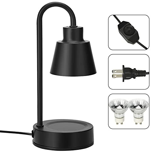 Electric Wax Warmer Lamp Classic Candle Warmer with Heat and Height Adjustable, Candle Warmer Lamp, Candle Melter Aromatherapy Light with 2pcs Bulbs for Scented Candles Top Down Melting(Black 220V)