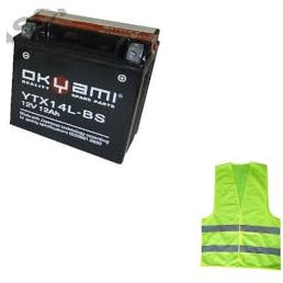 CLICK & GO Compatible avec Harley Davidson XLT Sportster Super Low 1200 année 2014 al 2018 Batterie YTX14L-BS OKYAMI FOURNIE CHARGÉE ET PRÊTE À l'emploi Batteries 12 AH AMPÈRE 12 Volts 150X87X146MM