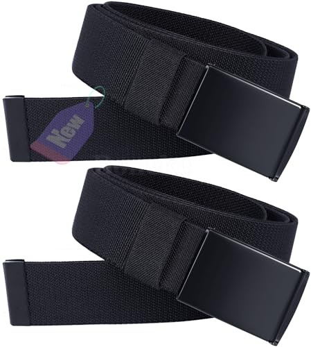 Cinturón elástico para hombres, cinturón de lona de nylon de 2 piezas, cinturóns de tejido transpirable casual con hebillas metálicas ajustables, adecuado para el trabajo y los deportes al aire libre