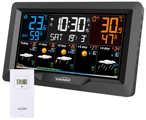Youshiko WIFI Weather Station (Official 2025 UK Version), 5 days weather forcaset, Wireless Outdoor Temperature Thermometer, Humidity, UV