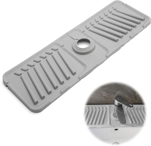 Silicone Sink Faucet Mat, Silicone Draining Mat Handle Drip Catcher Tray Sink Mat Kitchen Mats Faucet Draining Pad Kitchen Sink Splash Guard Pad for Kitchen Counter