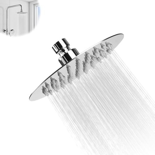 HERKINDNESS Cabezal Ducha, 6 Pulgadas Alcachofa Ducha Exterior, Acero Inoxidable Rociador Ducha, Shower Head, Cabezal de Ducha Alta Presion, Flujo de Agua Estable, para Duchas Baño