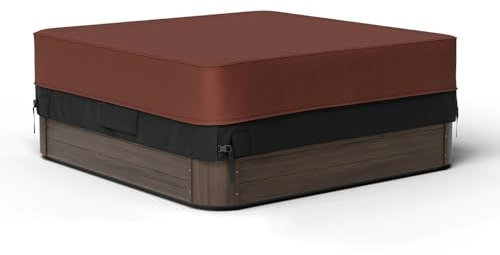 AOLUOER Cubierta protectora cuadrada for jacuzzi, for piscina, impermeable, anti-UV, for exteriores, cálida, for spa, aguas termales, anti-caída, hojas, nieve, lluvia y polvo(Black and brown,203x203x5